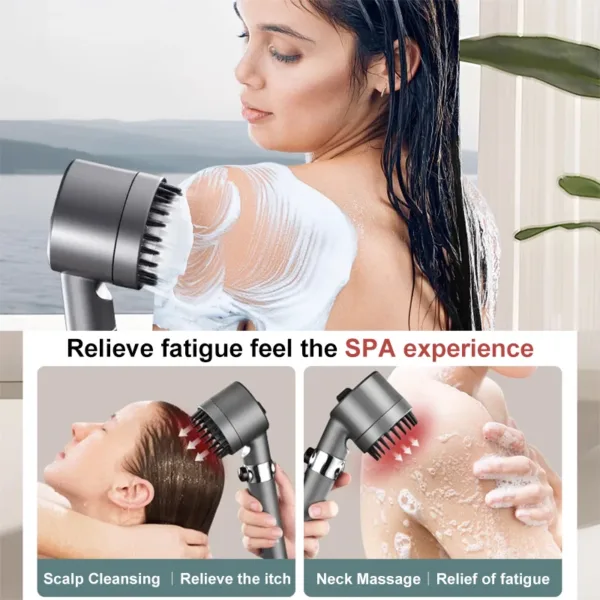 High Pressure Shower Head 4 Modes Adjustable Showerhead With Massage Brush Filters Water Saving Shower Bathroom Accessories - Image 14