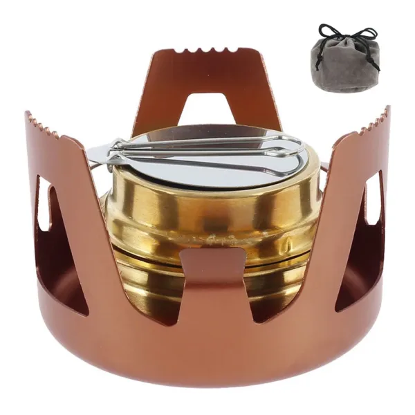 Portable Mini Spirit Burner Alcohol Stove Ultralight Brass Camping Cooking Stove for Outdoor Backpacking Hiking Camping Furnace - Image 3