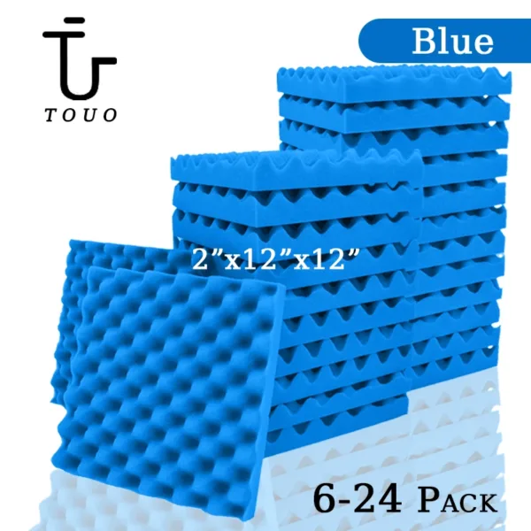 TOUO Egg Trough Acoustic Foam 6/12/24 Pcs Self-Adhesive Studio Wedge Tiles Sound Proofing Padding Wall Sound Proof Foam Panels - Image 9