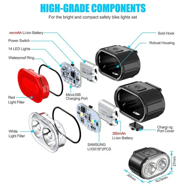 BUCKLOS Bike Lighting Front and Rear Lights Bicycle Lamp Led Cycling Light Bike Flashlight for Bicycle Front Taillight Lantern - Image 5