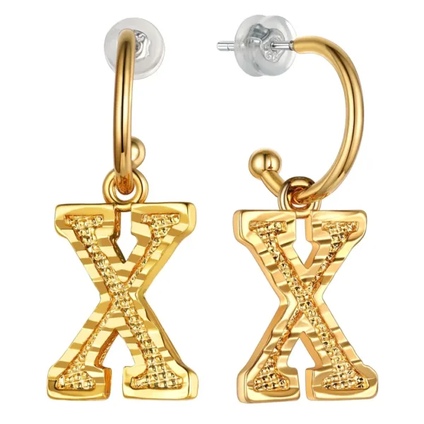 Vintage Gold Alphabet Earrings - Image 13