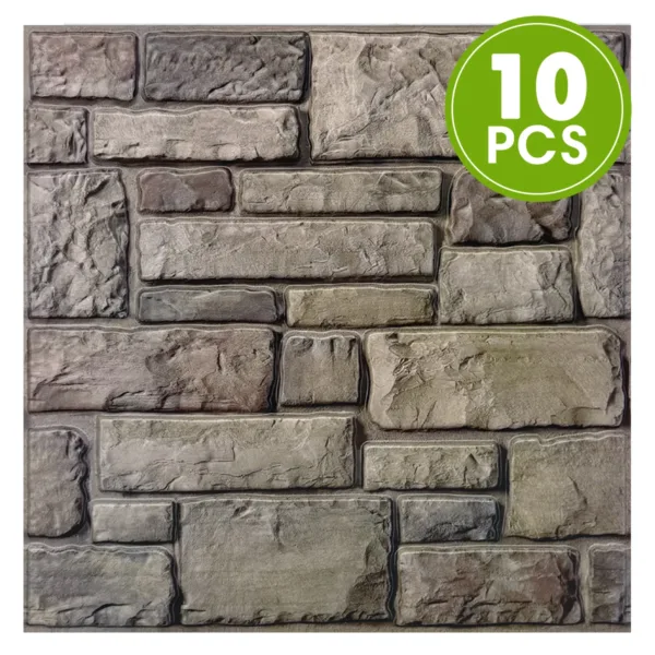 Commomy 10 Pcs 3D Faux Stone Adhesive Wall Panels, Tile Stickers Waterproof, Wall Stickers for Living Room, Bedroom - Image 2