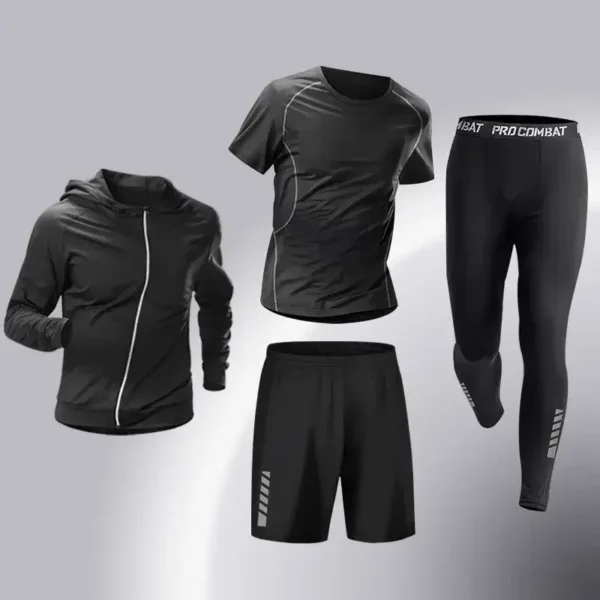 Fashion 3-5 PCS Mens Running Sportswear Set Fitness Jogging Compression Tracksuit Suit Training Sports Clothes Dry Fit Leggings - Image 11