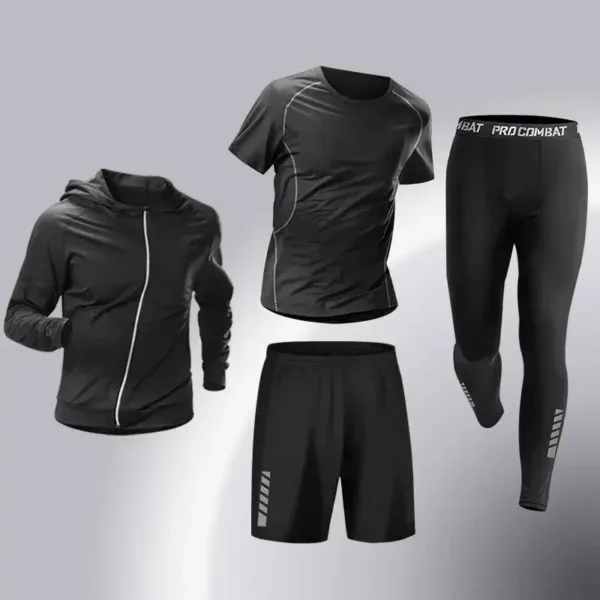 Fashion 3-5 PCS Mens Running Sportswear Set Fitness Jogging Compression Tracksuit Suit Training Sports Clothes Dry Fit Leggings - Image 9