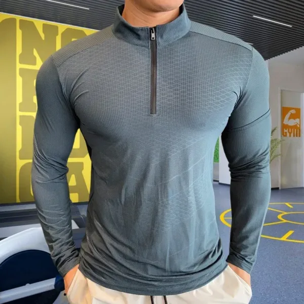 Mens Fitness Trainer Training Tshirts Tops Gym Workout Compression Sweatshirt for Running Football Jersey High Collar Sportswear - Image 13