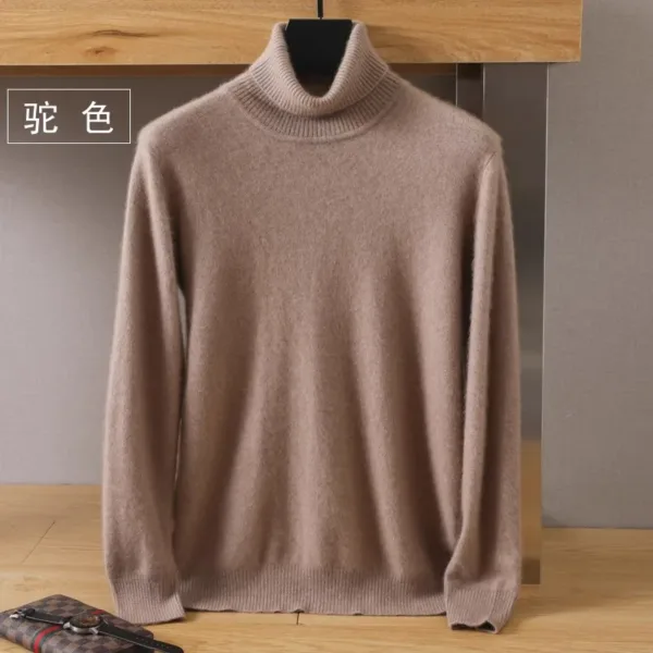 Men's 100% pure Mink velvet Cashmere Sweater High Lapels Pullovers Knitted Winter New Tops Long Sleeve High-End Jumpers - Image 13