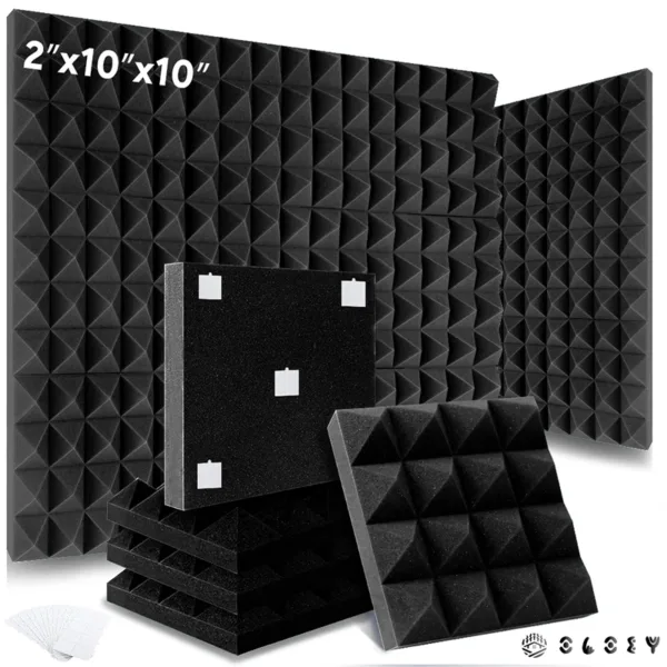 Studio Monitor Acoustic 6/12/24 Pcs, Soundproof Foam Panel Sound Proof Insulation For Wall Room, Pyramid Acoustic Foam Panels