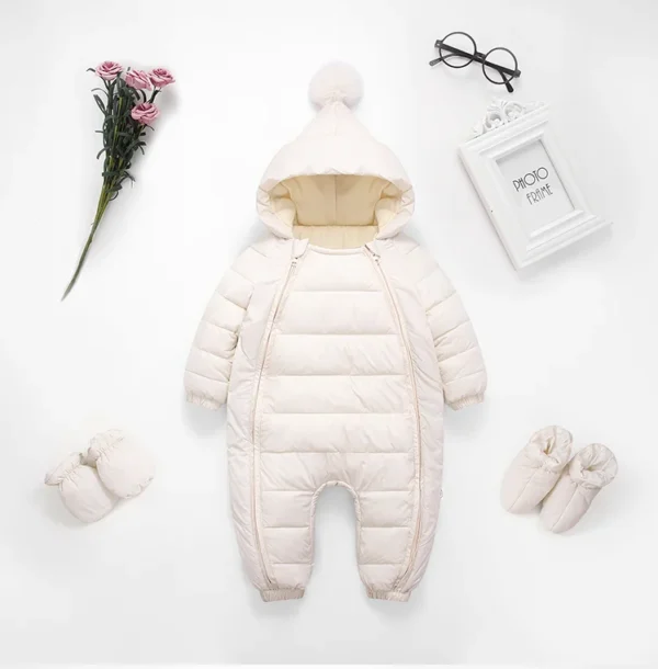 OLEKID 2024 Newborn Baby Jumpsuit Hooded Plus Velvet Warm Baby Boys Snowsuit Toddler Snow Suit Baby Girl Cotton Overalls Rompers - Image 6