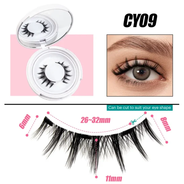 Cillophy 2Pairs Reusable Magnetic Lashes with Magnets Tweezer No Glue Needed D Magnetic Eyelash 3-Step Press On False Eyelash - Image 2