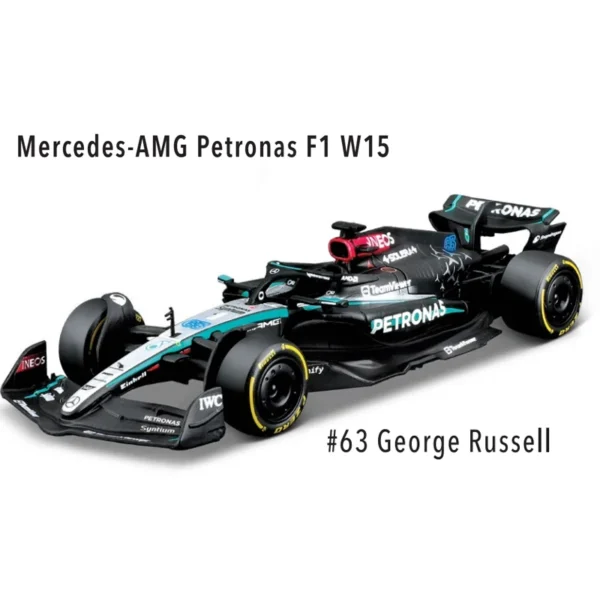Bburago 1:43 Mercedes-AMG Petronas F1 Team W15 2024 #44 Hamilton #63 George Russell Alloy Car Die Cast Model Toy Collectible - Image 8