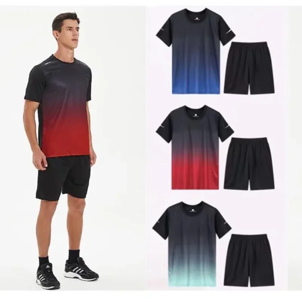 Quick Drying Fitness Clothes Ice Silk T-shirt Unisex Sportswear Short Sleeve Shorts Running Tracksuit Gym Sports Training Outfit - Image 6