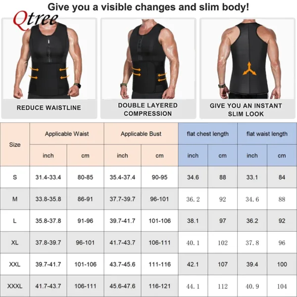 Qtree Men Waist Trainer Abdomen Reducer Belly Slimming Body Shaper Sauna Top Vest Fitness Corset Burn Fat Shapewear Trimmer Belt - Image 8