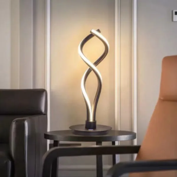 Bymaocar Modern Black Bedroom LED Spiral Table Lamp Bedside Desk Home Decoration Curved Light 6000K-6500K Low Energy Consumption - Image 6