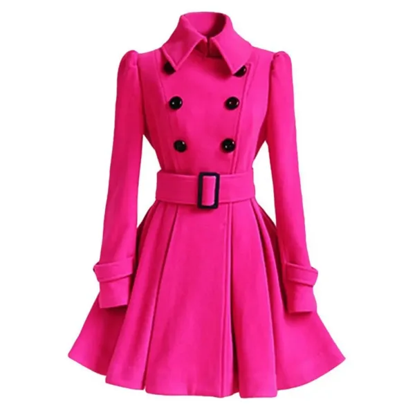 S-XXL New Fashion Classic Winter Thick Coat Europe Belt Buckle Trench Coats Double Breasted Outerwear Casual Ladies Dress Coats - Image 9