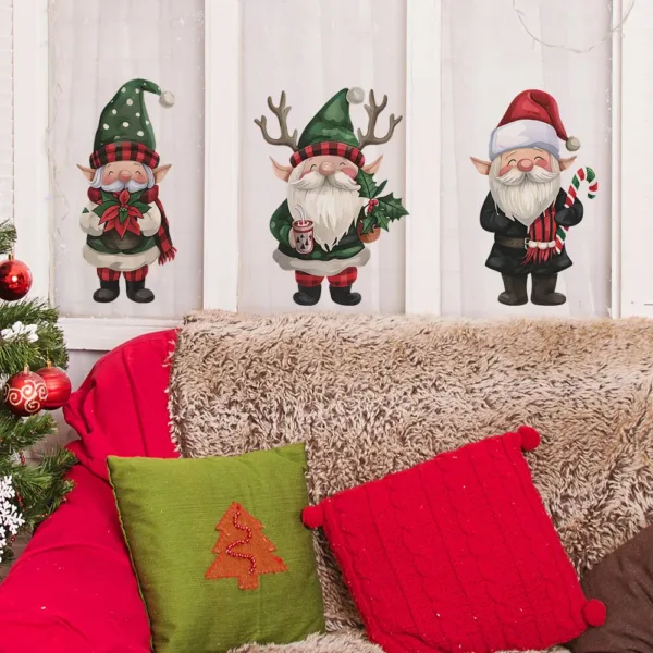 Cartoon Christmas Dwarfs Wall Stickers For New Year Room Background Decor Mural Christmas Home Decoration Self-adhesive Decals - Image 3