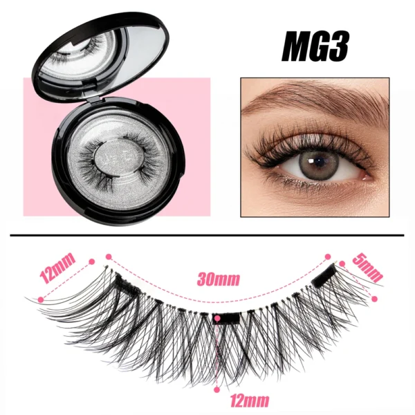 Cillophy 2Pairs Reusable Magnetic Lashes with Magnets Tweezer No Glue Needed D Magnetic Eyelash 3-Step Press On False Eyelash - Image 7