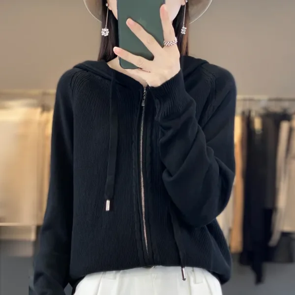 Zip-up Hoodies And Sweatshirts For Women Merino Wool Long Sleeve Sweaters Ladies Clothes Knitted Jumpers New Arrivals Outerwears - Image 9
