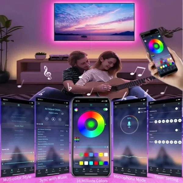 RGB 5050 Led Strip Lights 5V USB 24Keys Bluetooth Wifi Control Flexible Ribbon Color Change Led Lamp Tape for Room Decoration - Image 7