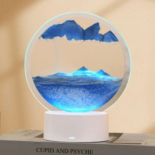 Color LED Flowing Sand Painting Table Lamp 3D Moving Sand Art Picture Round Glass Hourglass Night Light Bedside Lamp Home Decor - Image 8