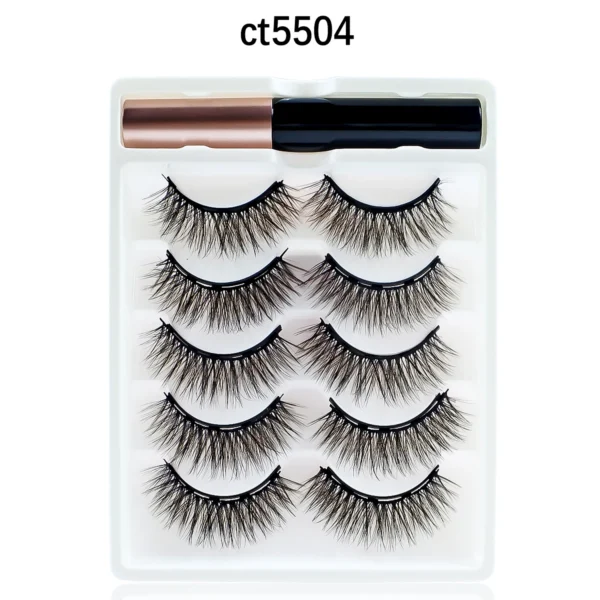 REDSIREN 5Pairs Magnetic Eyelashes With Eyeliner Reusable Thick Natural Eye Lashes New 5Piece Magnet False Eyelashes - Image 5