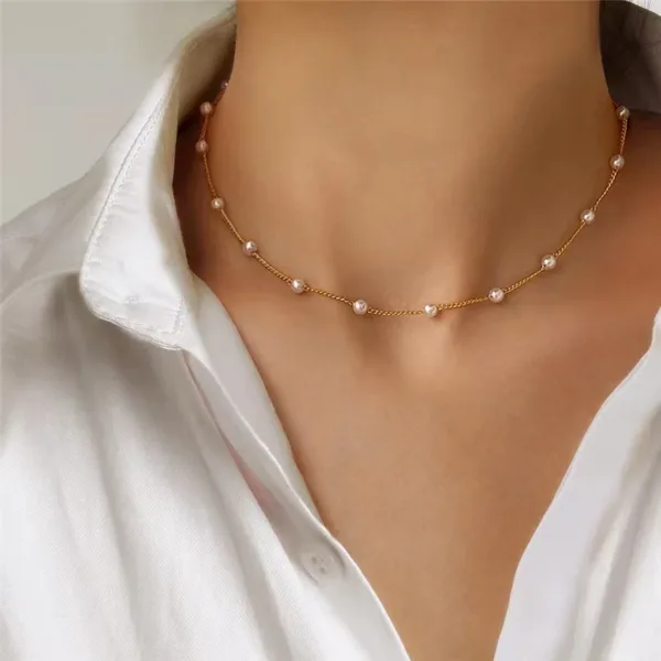 14K Gold Pearl Necklace - Image 2