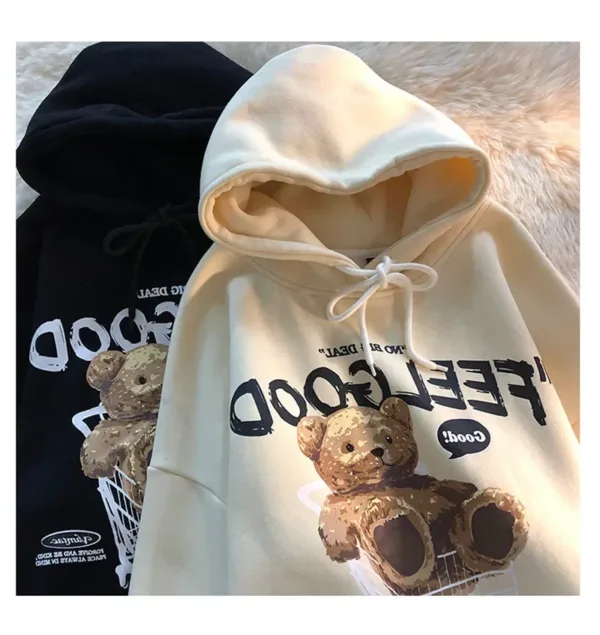 Brown Bear Men & Women Casual Oversize Hoodies Long Sleeve Pullovers Thicken Couple Hoodie Hooded Sweater Velvet Couple Clothes - Image 4