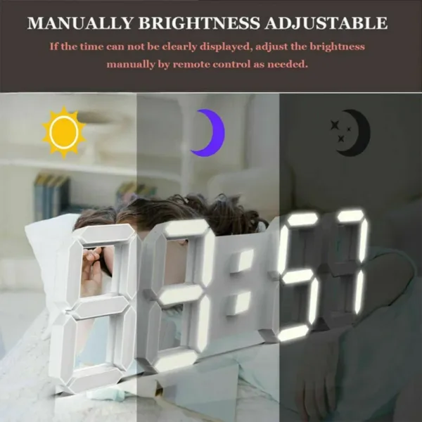 3D LED Wall Clock Large Digital Wall Clock With Remote Control Alarm Clock Time Date Temp Display Wall&Table Clock Modern Design