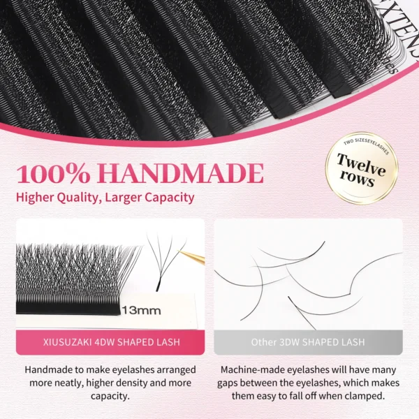 XIUSUZAKI 4D W Shaped Lashes Bloom Automatic Flowering Premade Fans Eyelashes Extensions Natural Individual Lashes Extensions - Image 3