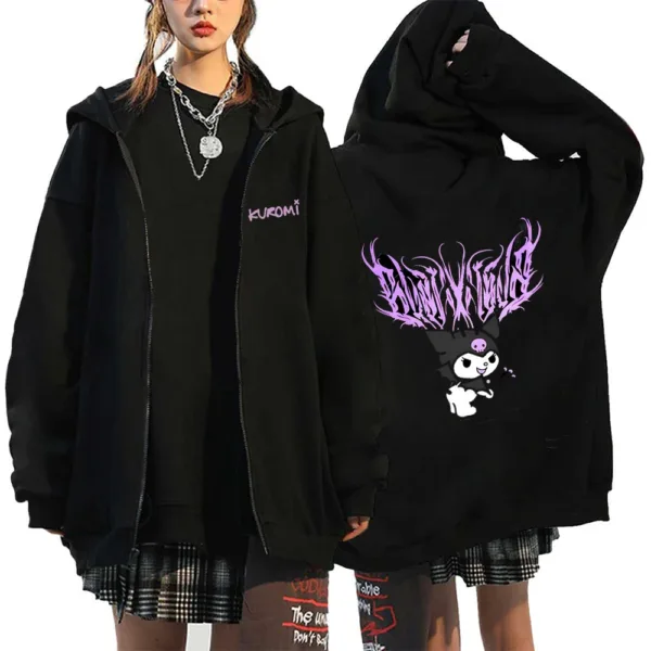 Essential Hoodies Women's Sale Cardigan Zipper Hoodies Sanrio Hello Kitty Kuromi Long Sleeve Women's Autumn and Winter Sweatshir - Image 2