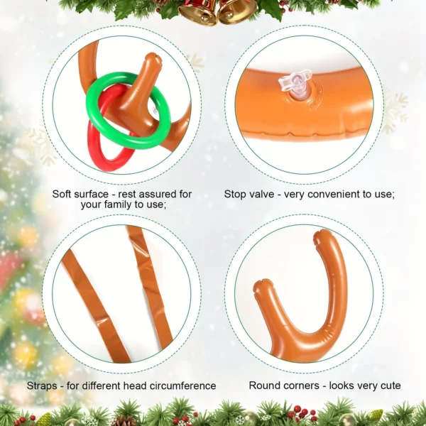 Inflatable Reindeer Antler Ring Toss Game for Christmas Kids Adults Family Party Favors Outdoor Indoor Ring Toss Xmas Games Toys - Image 7