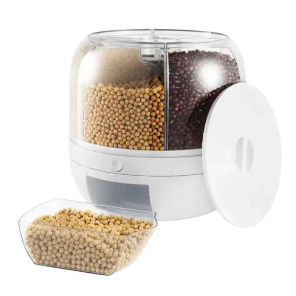 Kitchen Storage Box 360 Degree Rotating Rice Dispenser Sealed Dry Cereal Grain Bucket Dispenser Moisture-proof Food Container - Image 5