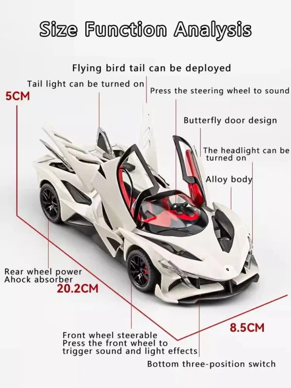 New 1:24 Apollo Evo Alloy Car Model Simulation Sound And Light Pull Back Toy Car Metal Sports Car Boys Collection Ornaments Gift