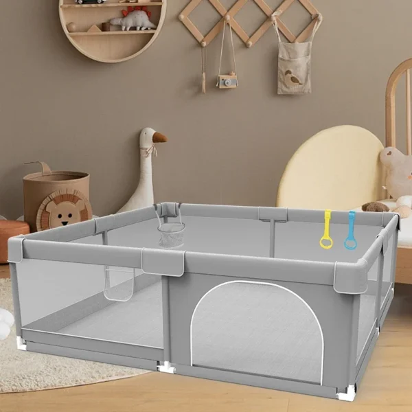 IMBABY Baby Playpens Light Gray Corralito for Baby Playground with Pull Ring Child Safety Barrier Fence Ball Box Game Playpen - Image 16