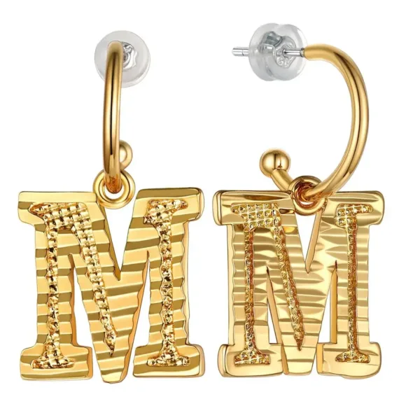 Vintage Gold Alphabet Earrings - Image 21