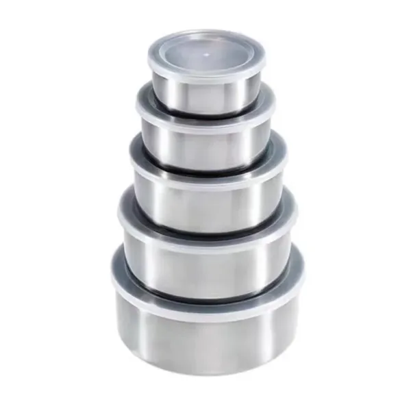 5Pcs/set Salad Bowl Stackable Stainless Steel Mixing Set with Lid Storage Bowl Whisking Bowl for Serving/Cooking/Baking/Storage - Image 7
