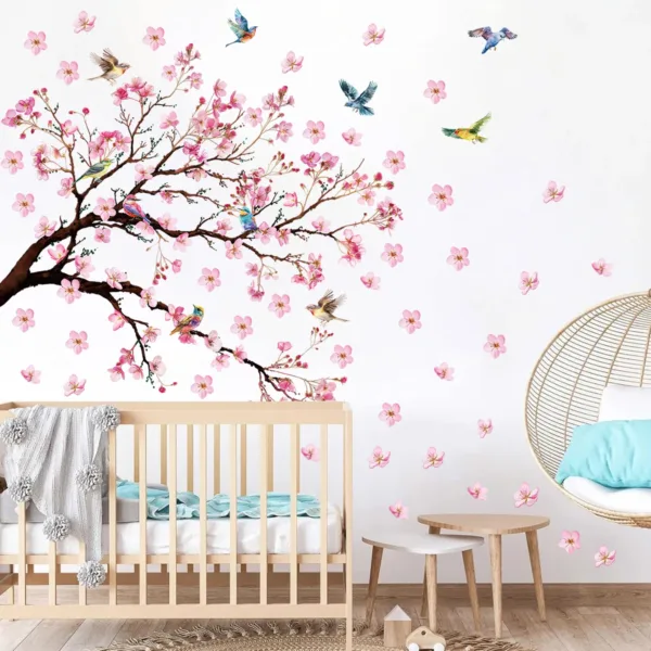 Watercolour Bird Flower Wall Stickers Living Room Decoration for Bedroom Wall Decals Kids Room Baby Nursery Home Decor Girl Gift - Image 6
