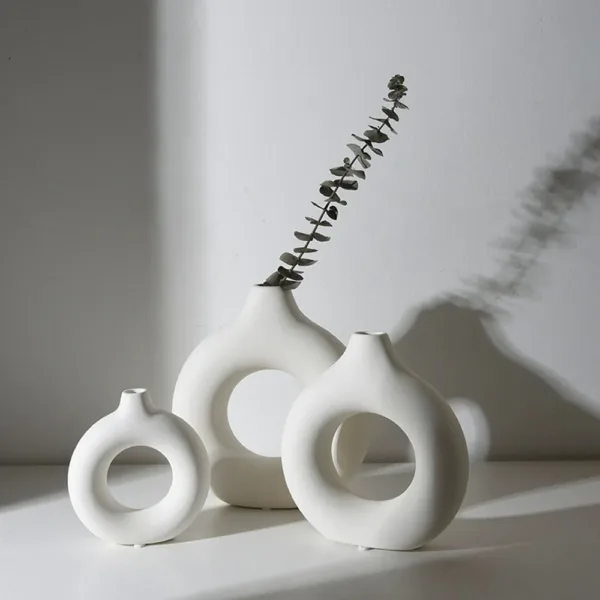 Plastic Circle Vase Donut Shape Living Room Decoration Dry Flower Vase Nordic Style Home Decor Furnishings Vase Room Decor - Image 11