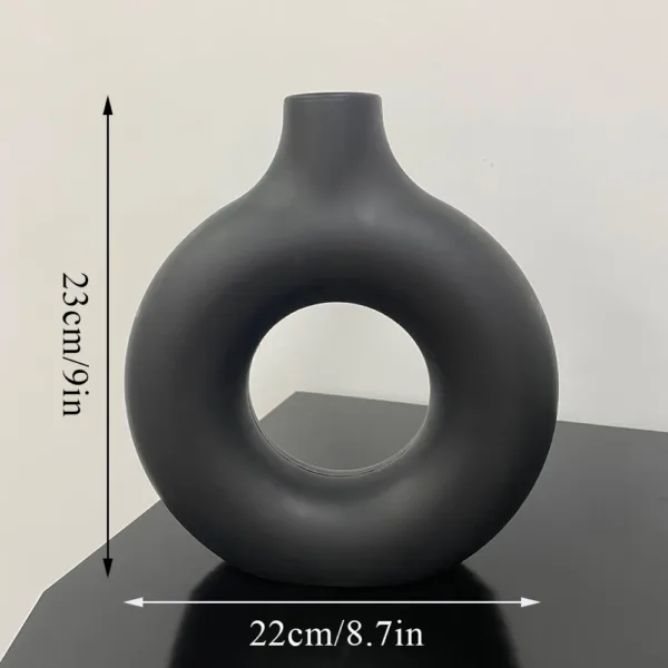 Plastic Circle Vase Donut Shape Living Room Decoration Dry Flower Vase Nordic Style Home Decor Furnishings Vase Room Decor - Image 3