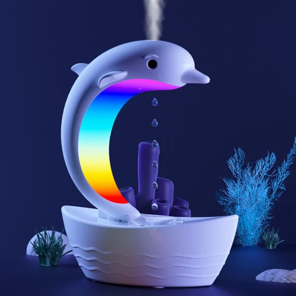Dolphin Anti Gravity Water Droplet Humidifier Bluetooth Speaker, Light Tone Humidifier, Colorful lights, -for Home Deco, Gift - Image 8