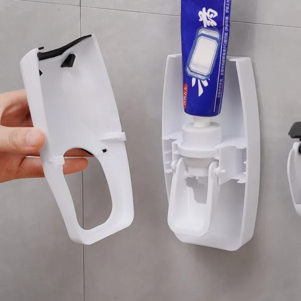 Toothbrush Holder with Automatic Toothpaste Dispenser Wall Mounted Toothbrush Razor Storage Rack Bathroom Toothpaste Squeezer - Image 2