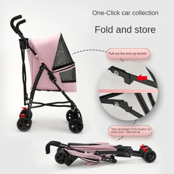 Pet Cat and Dog Stroller Dog Cat Teddy Baby Stroller Lightweight and Foldable for Small Pet Dogs When Going Out - Image 2