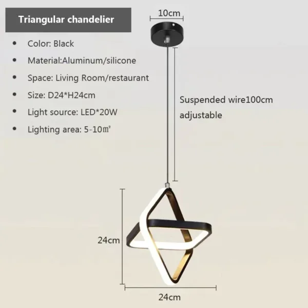 Modern Led Pendant Lights Black Chandelier For Dining Room Bedroom Bedside Pendant Lamp Home Dining Table RoomDecor Hanging Lamp - Image 3