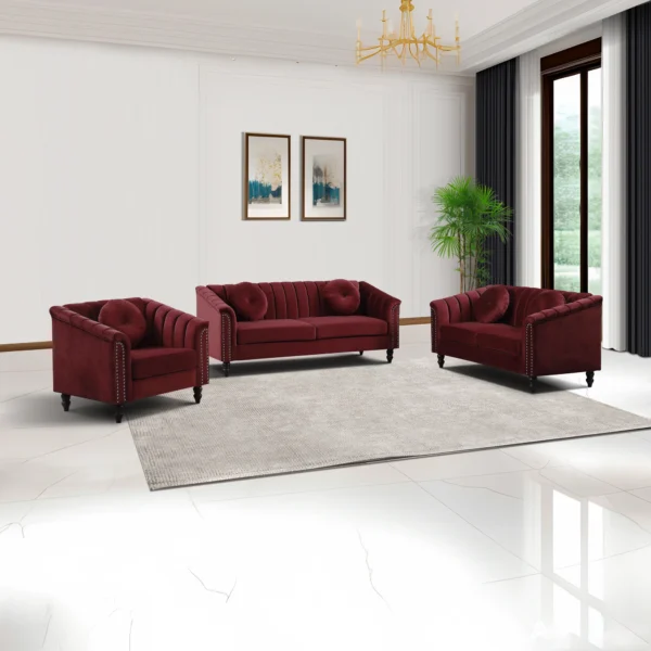 Sofas Red Microfiber 3-Piece Couch Living Room Sofa Set Couch Set Living Room Furniture Nordic Sofa Bed Elegant and Comfortable - Image 9