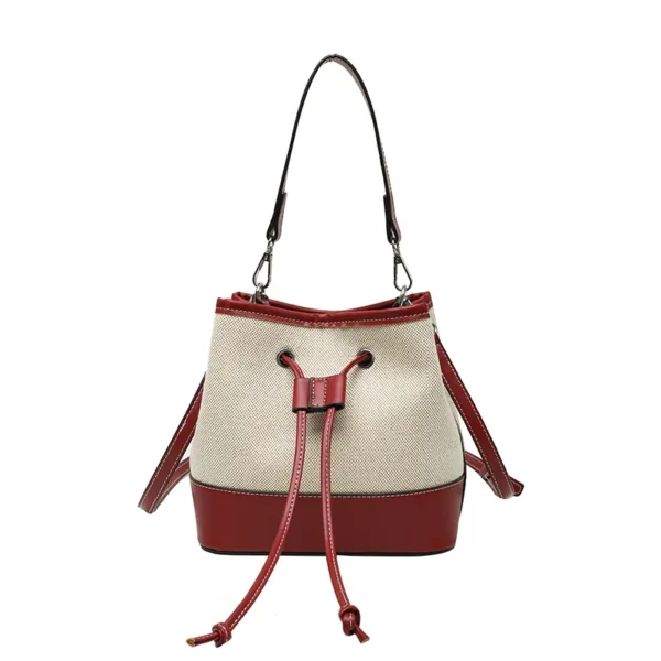 Contrast Color Canvas Bucket Bag - Image 4