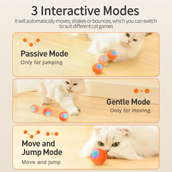 ROJECO Cat Toys Smart Interactive Cat Bouncing Ball Automatic Rolling Ball Training Self-moving Electric Toy Dog Pet Accessories - Image 6