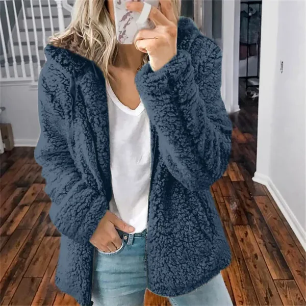 Women Plush Thickened Warm Hoodie Fashion Solid Color Cardigan Hooded Sweatshirt Winter Female Comfortable Casual Outerwear 5XL - Image 14