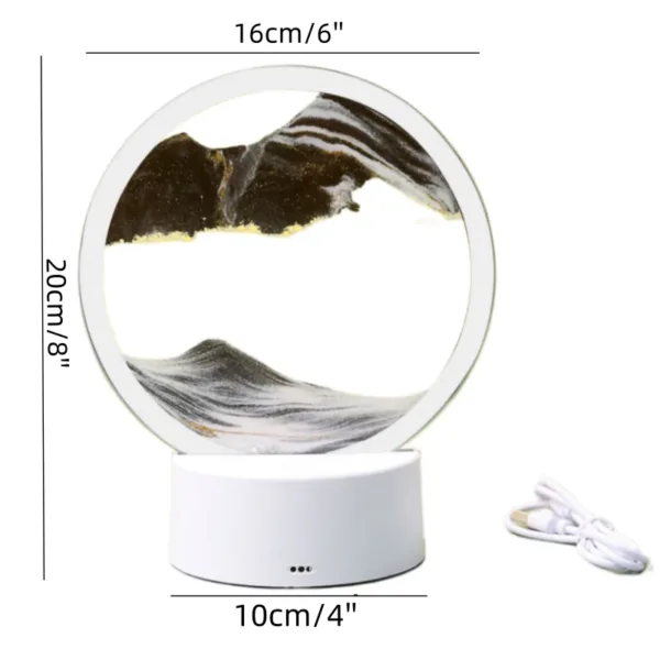 Color LED Flowing Sand Painting Table Lamp 3D Moving Sand Art Picture Round Glass Hourglass Night Light Bedside Lamp Home Decor - Image 3