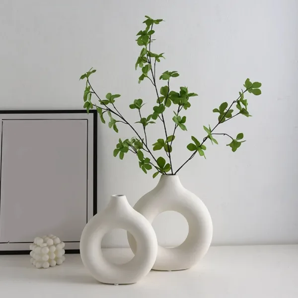 Plastic Circle Vase Donut Shape Living Room Decoration Dry Flower Vase Nordic Style Home Decor Furnishings Vase Room Decor - Image 8