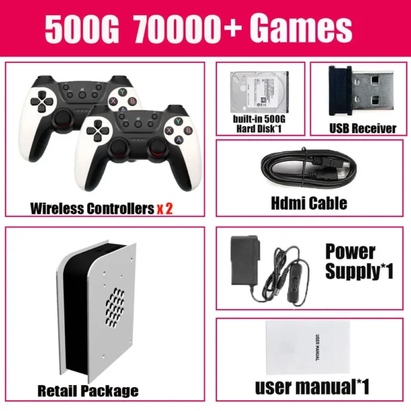 LZAKMR 500GB Retro Game Console M15 Batocera 3865U 70000+Games For Wii PS2 PSP GameCube N64 Wireless handle Children's Gift - Image 4