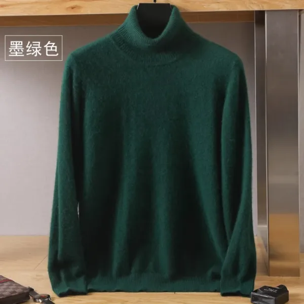Men's 100% pure Mink velvet Cashmere Sweater High Lapels Pullovers Knitted Winter New Tops Long Sleeve High-End Jumpers - Image 8